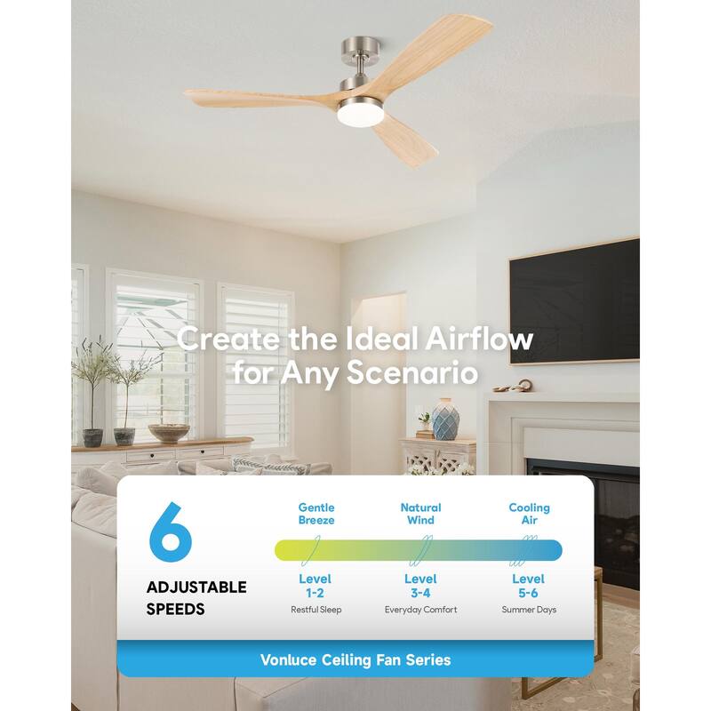 CO-Z 52" 3 -Blade Color-Changing LED Ceiling Fan With Light and Remote