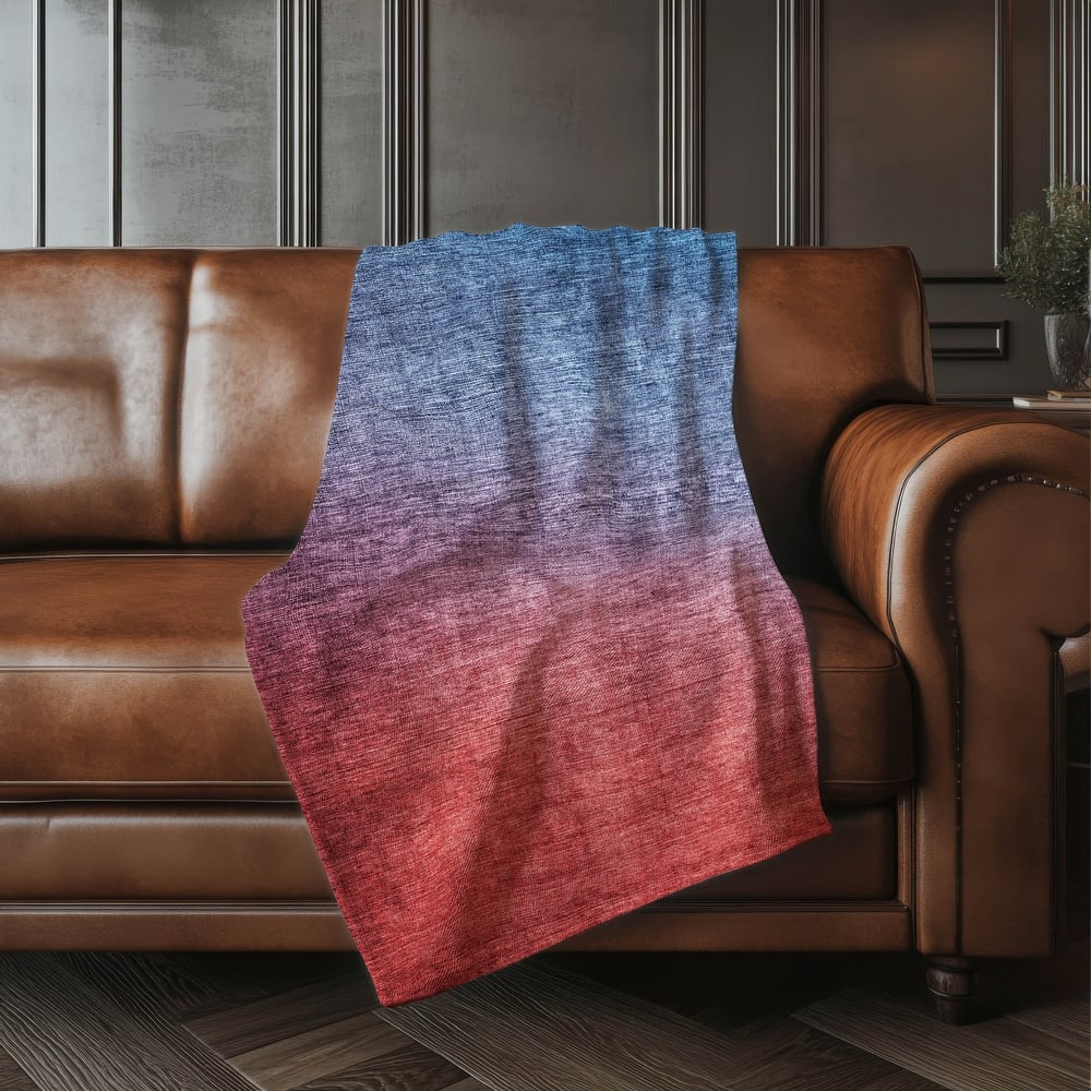 Premium Machine Washable Modern Ombre Sherpa Throw Blanket