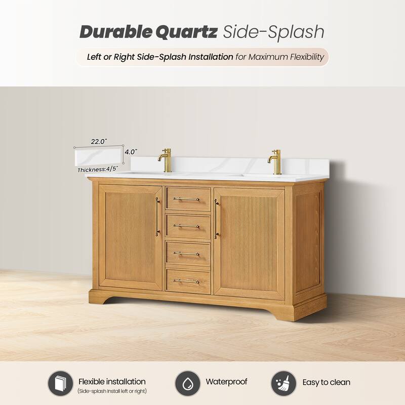 Tokyo Bath Vanity with Quartz Stone Top without Mirror