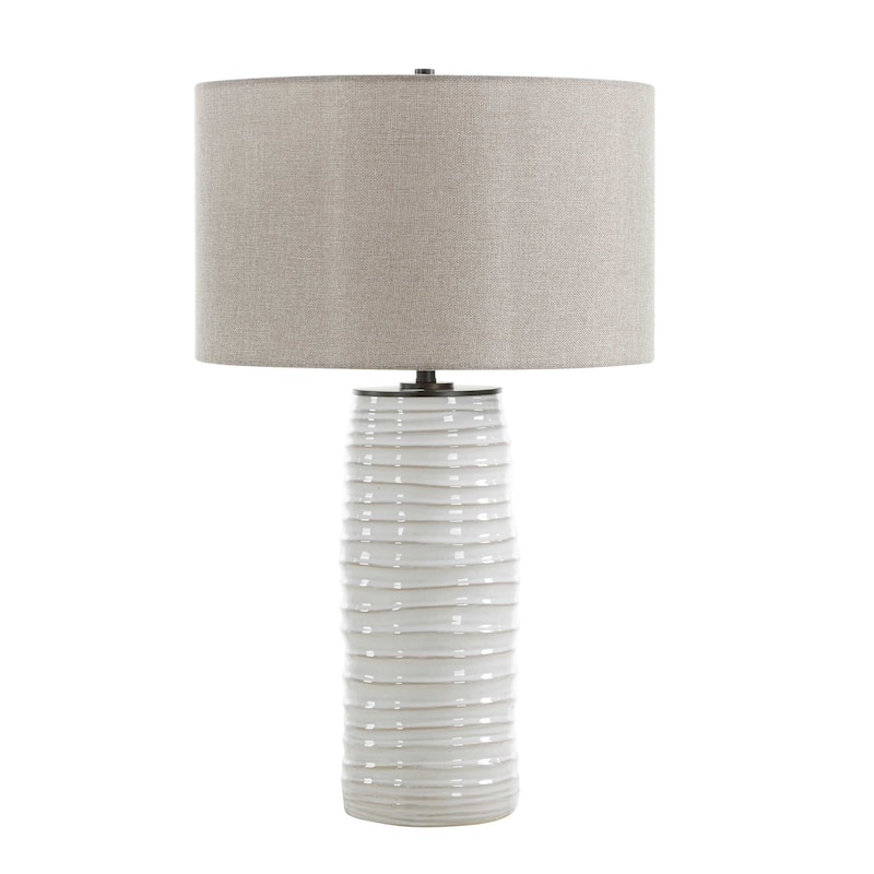 Uttermost Barat White Ceramic Table Lamp - 17.00" W x 27.50" H x 17.00" D