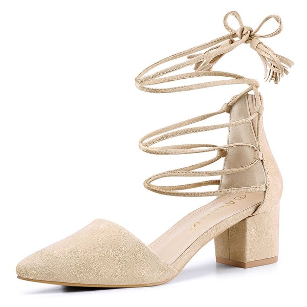 beige block heels closed toe