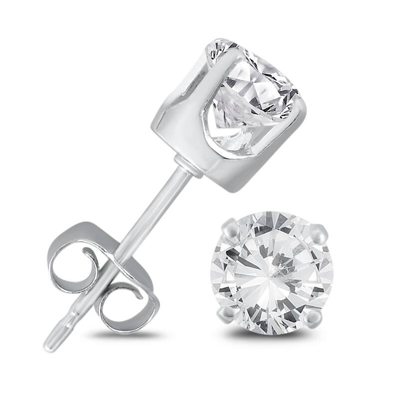 Marquee 1 Carat TW Round Solitaire Diamond Stud Earrings in .925 Sterling Silver