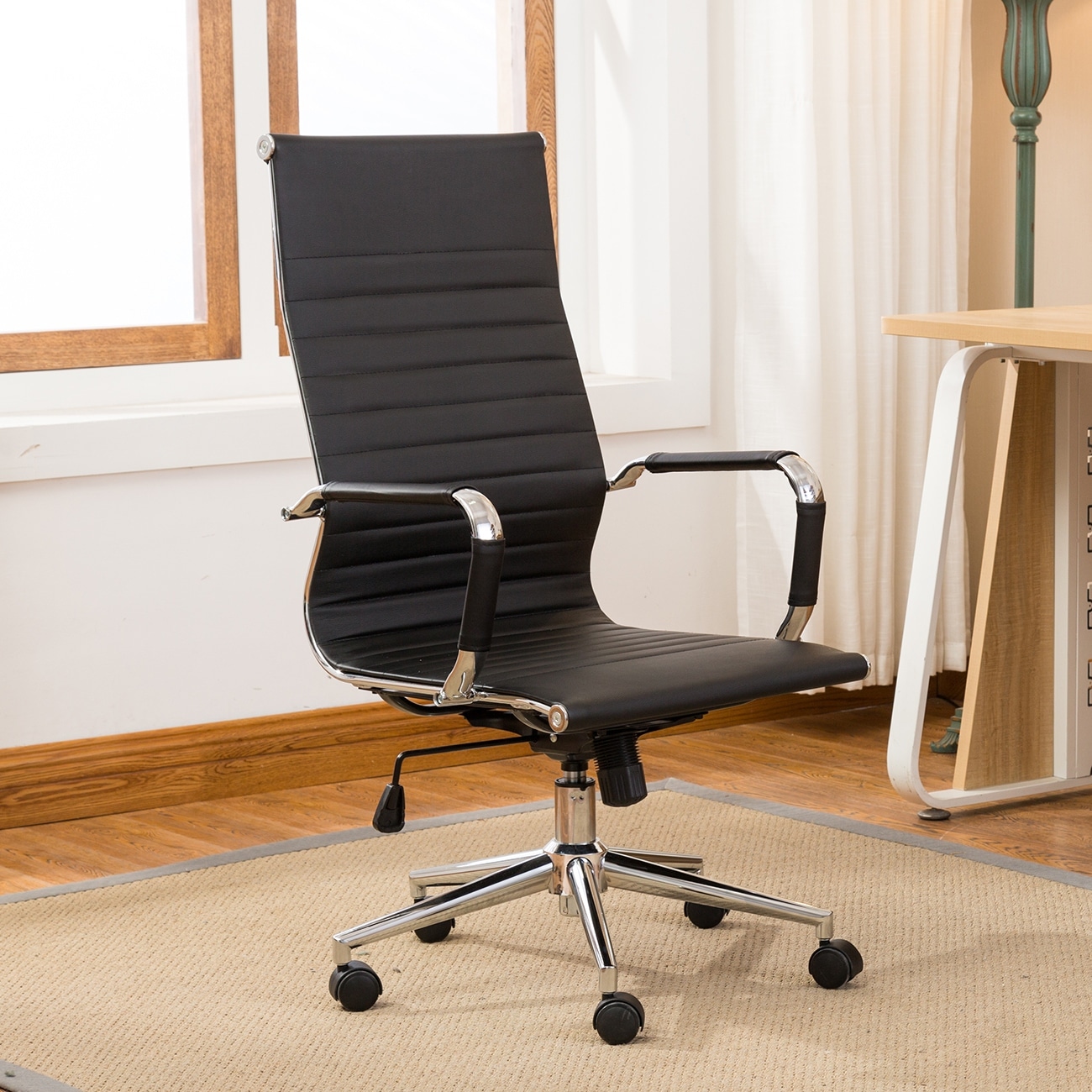 Belleze Modern High-Back Ribbed Upholstered Conference Office