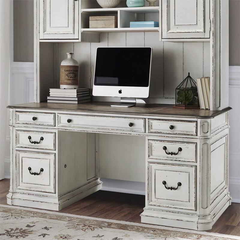 Magnolia Manor Antique White & Weathered Bark Credenza - Antique White