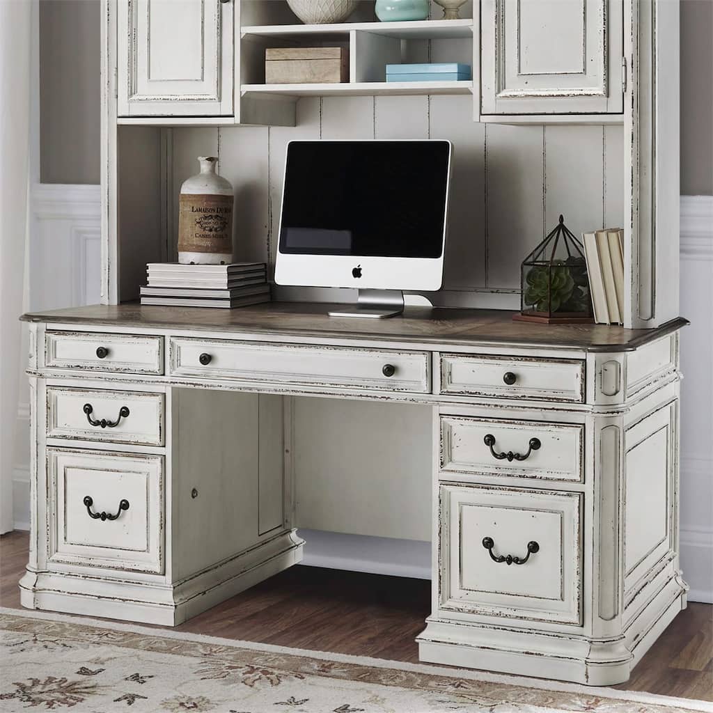 Magnolia Manor Antique White & Weathered Bark Credenza