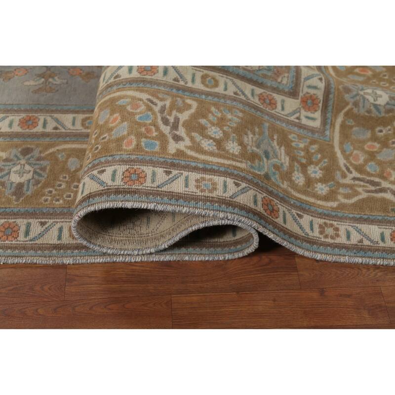 Gray Tabriz Persian Vintage Area Rug Handmade Wool Carpet - 9'5"x 12'5"