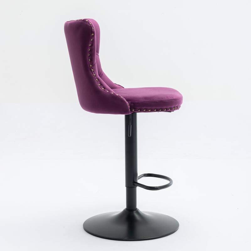 Swivel Barstools Adjusatble Seat Height from 25-33 Inch,17.7inch base, Upholstered Bar Stools with Backs ,Set of 2
