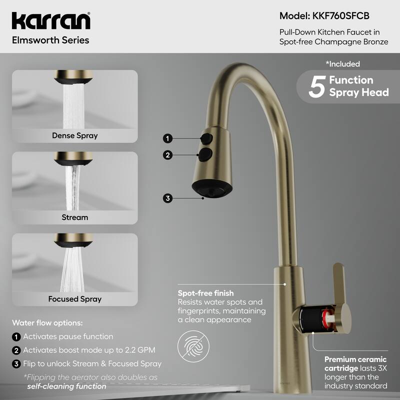 Karran Elmsworth Pull-Down Sprayer Kitchen Faucet