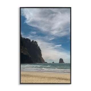 Stupell Ocean Shore with Distant Cliff Framed Giclee Art Design By Don ...