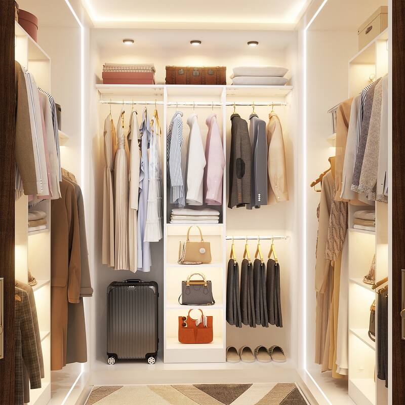 4 FT Closet Organizer with 4 Hanging Rods, Small Closet System with Storage Shelves