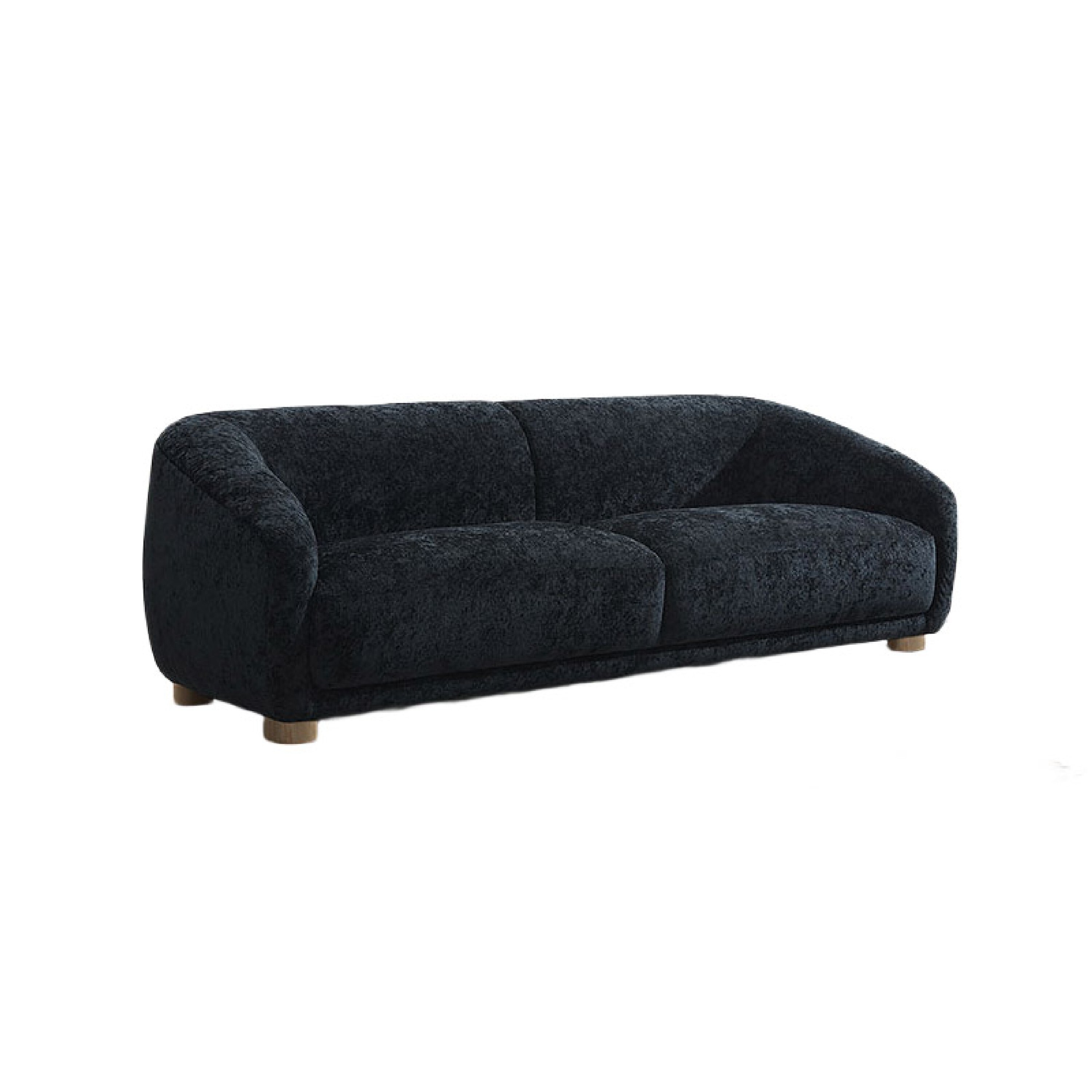 Oliver Loveseat with Round Sloped Arms, Soft Black Chenille 68 Inch