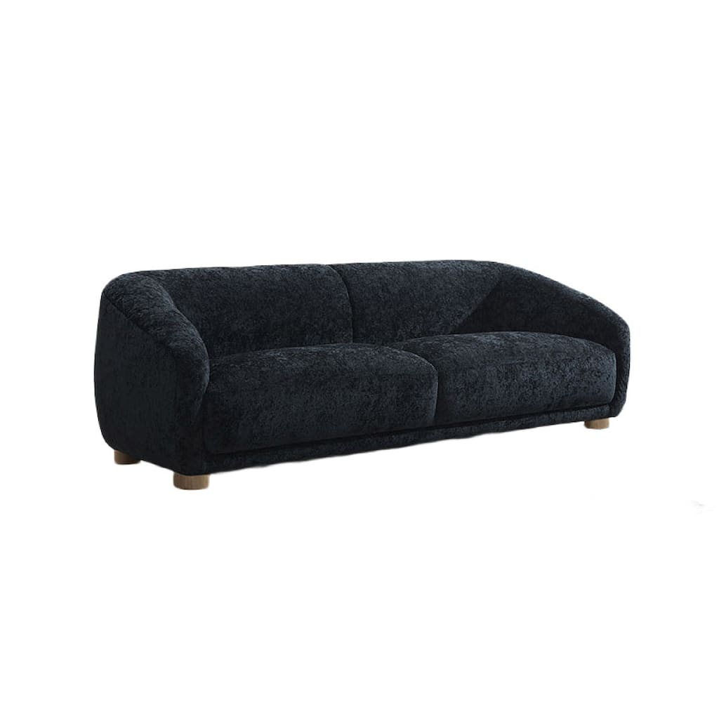 Oliver Loveseat with Round Sloped Arms, Soft Black Chenille 68 Inch
