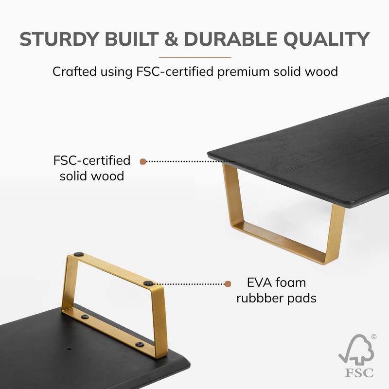 Jani Wood Monitor Stand Riser Desk - Ergonomic Design Stand, Desktop Organizer Table for Home, Office Workspace, Gaming Desk