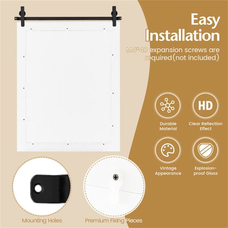 30" x22" Natural Wall Mount Mirror with Wood Frame - Multi