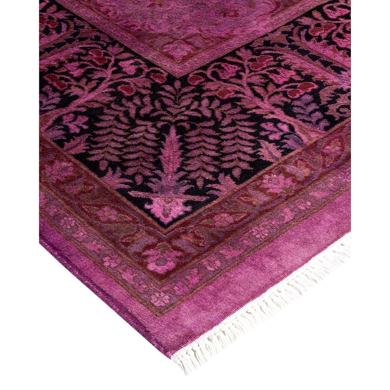 Overton Hand Knotted Wool Vintage Inspired Modern Contemporary Overdyed Pink Area Rug - 10' 3" x 11' 3"