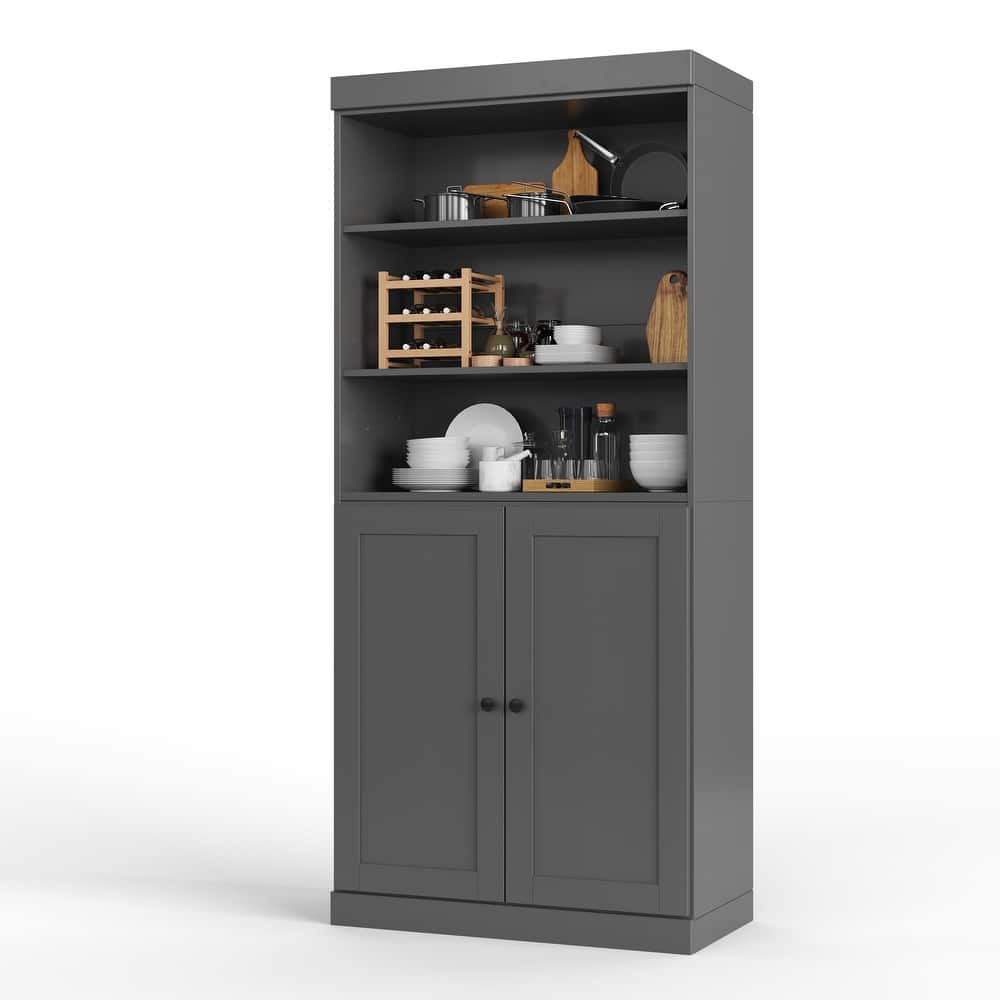 Palace Imports 100% Solid Wood 32" Pantry Cabinet with Shaker Doors and Adjustable Shelves