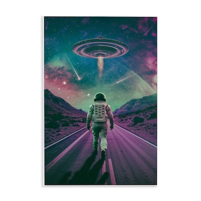 Stupell Alien Spaceship over Astronaut Wall Plaque Art Design By Wumples