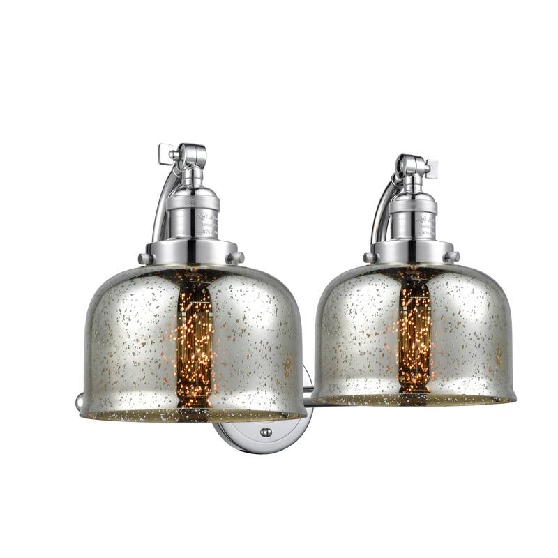 Innovations Lighting Large Bell 2 Light 18" Wide Bathroom Vanity Light - Polished Chrome / Silver Plated Mercury
