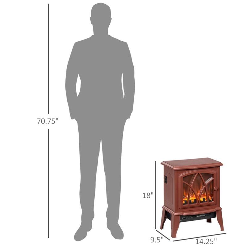 Flame Effect Electric Fireplace Heater Auto Shut-Off Overheat - 14.25" W x 9.5" D x 18" H