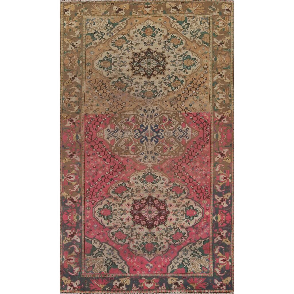 Bakhtiari Persian Vintage Rug Handmade Wool Carpet - 5'4"x 9'9"