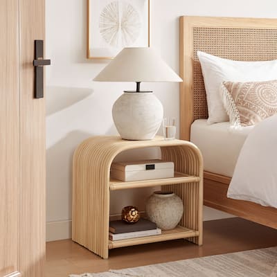 Eve Curved Natural Rattan Side Table