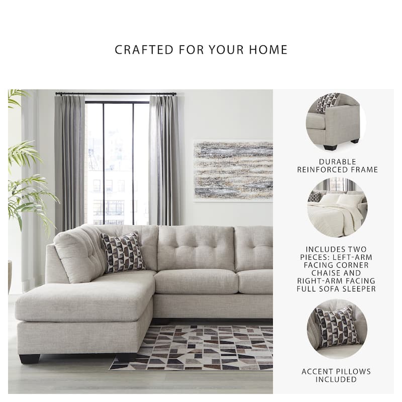 Signature Design by Ashley Mahoney 2-Piece Sleeper Sectional with Chaise - 105"W x 90"D x 37"H