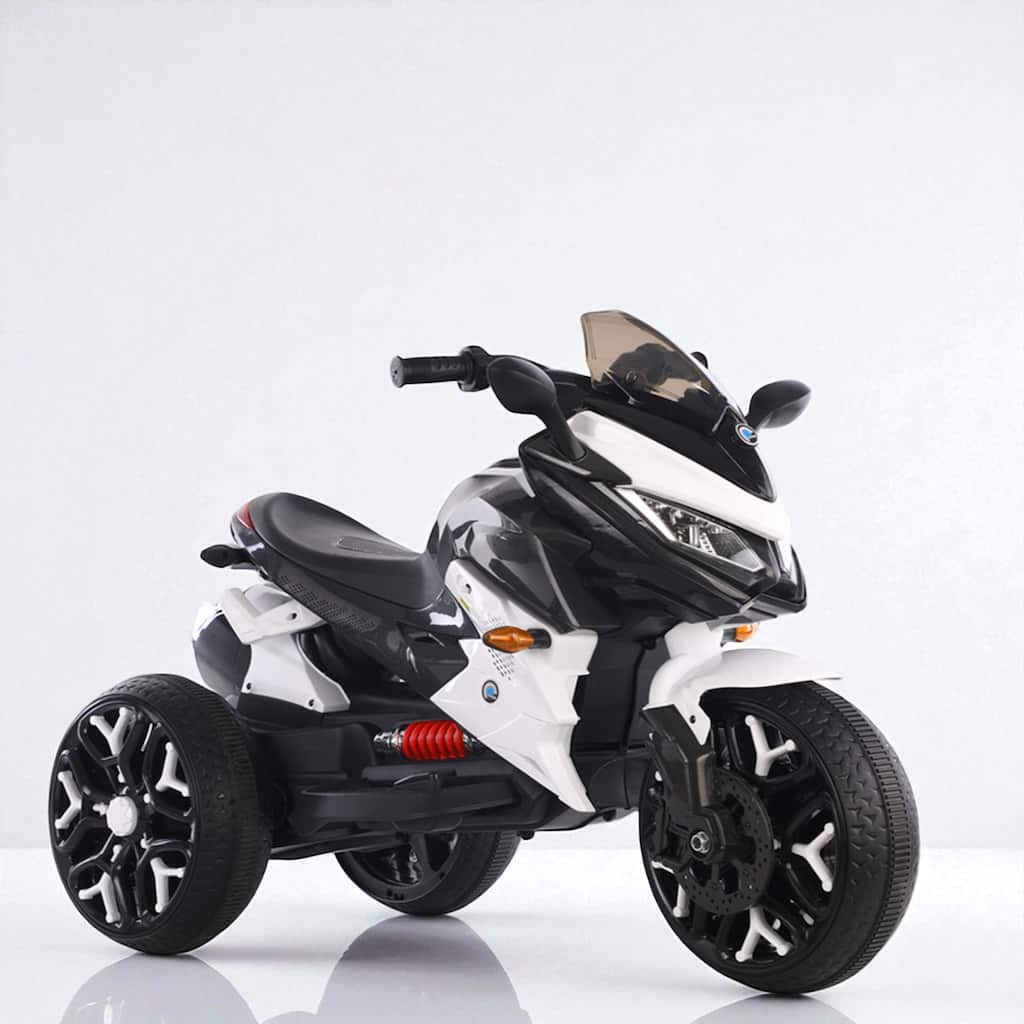 12V Kids Ride-On Motorcycle with Lighting Wheels, PU Seat, Manual Throttle, Music, Training Wheels, USB & MP3