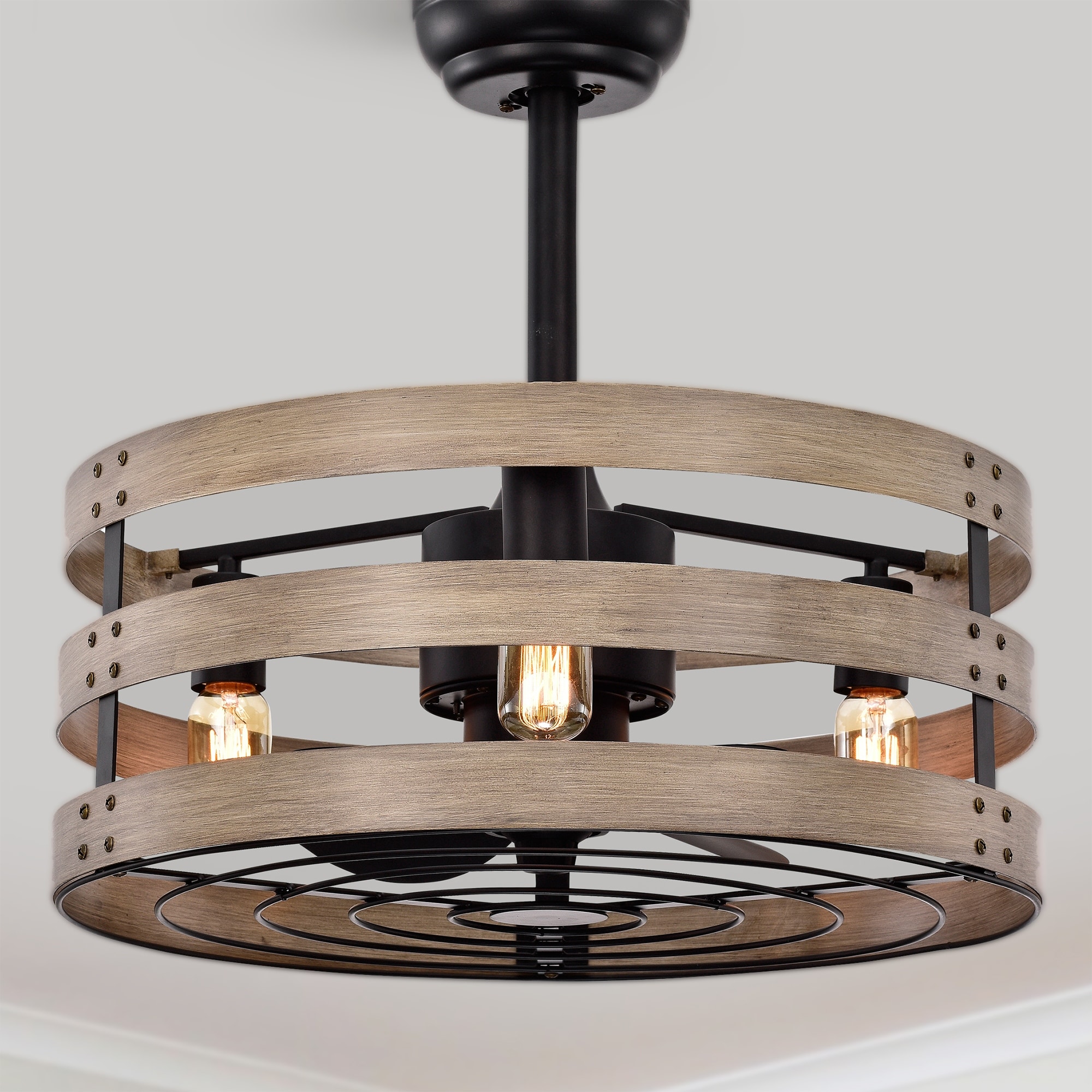Warehouse of Tiffany Eden Ceiling Fan 20-Inch 3-Light Metal Drum Shade (Includes Remote)