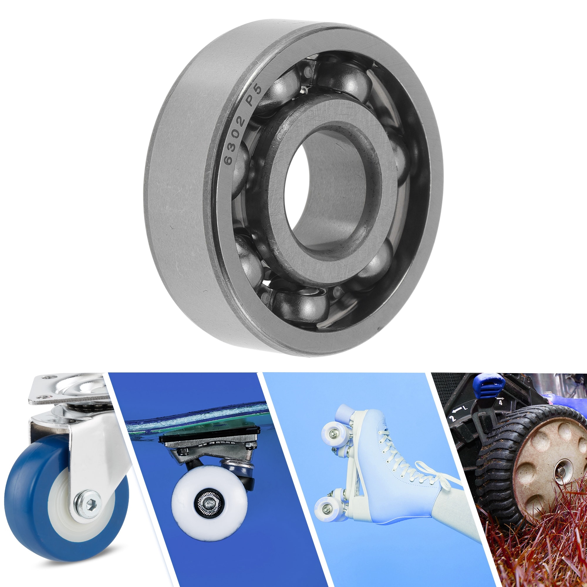 Deep Groove Ball Bearings P5 Open Type Lubricated Bearings 1 Pc for Car Scooter Skateboard Wheel Universal Silver Tone