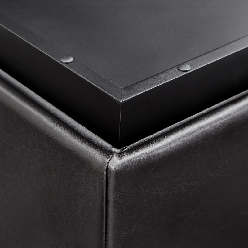 Montrose Faux Dark Brown Leather Storage Ottoman by iNSPIRE Q Classic