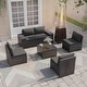 preview thumbnail 96 of 99, Outdoor Patio Furniture Set, All Weather PE Wicker Sectional Conversion Sofa set with Firepit(Optional)