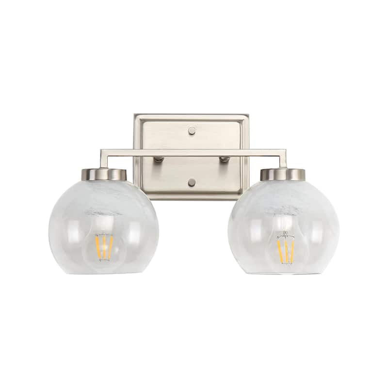 Elliott 2-Light Vanity Light in Pewter with Alabaster Shade - Silver