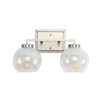 Elliott 2-Light Vanity Light in Pewter with Alabaster Shade - Silver