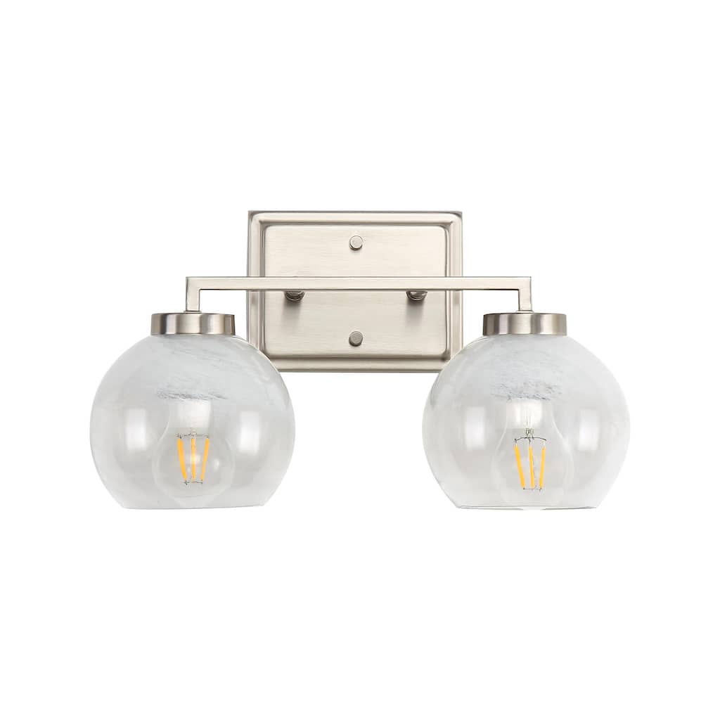 Elliott 2-Light Vanity Light in Pewter with Alabaster Shade - Silver