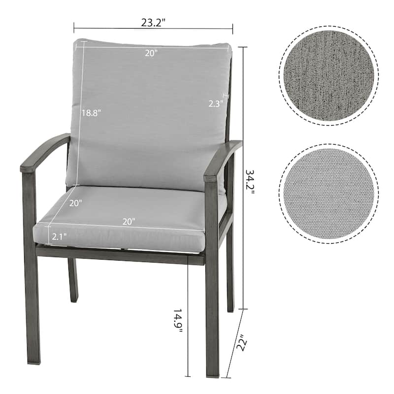 4-Piece Outdoor Aluminum Patio Dining Chairs with Cushions