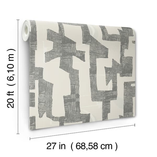 Nikki Chu Tribe Black and Taupe Premium Peel and Stick Wallpaper
