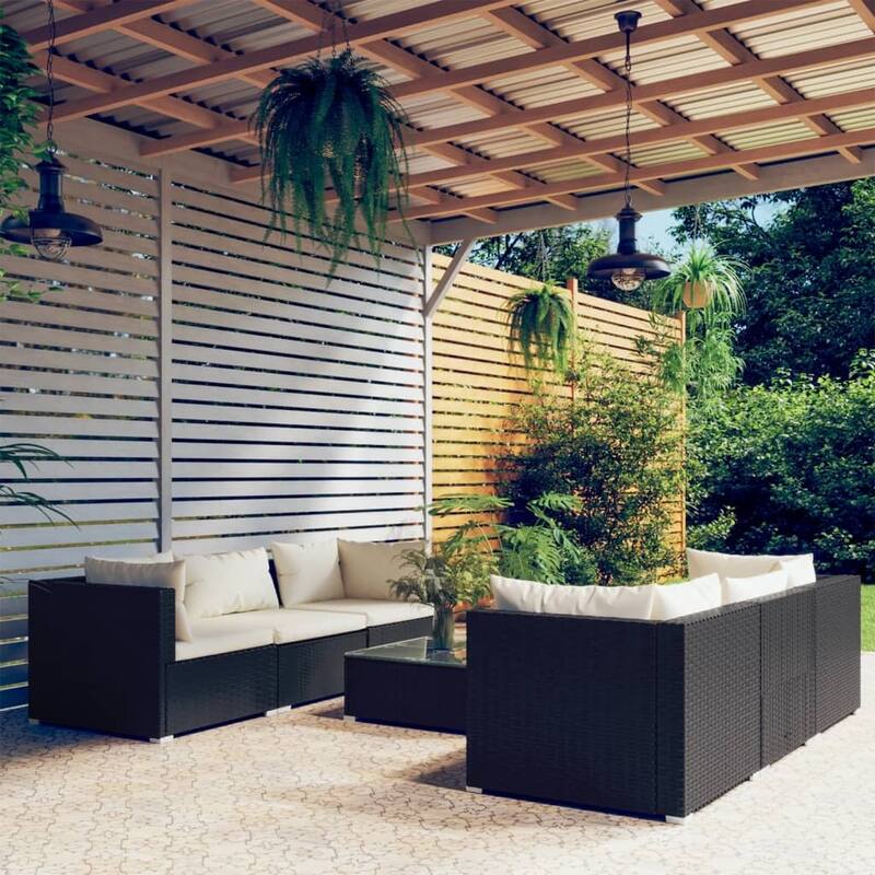 vidaXL Patio Lounge Set Outdoor Sectional Sofa Set Table Garden Poly Rattan