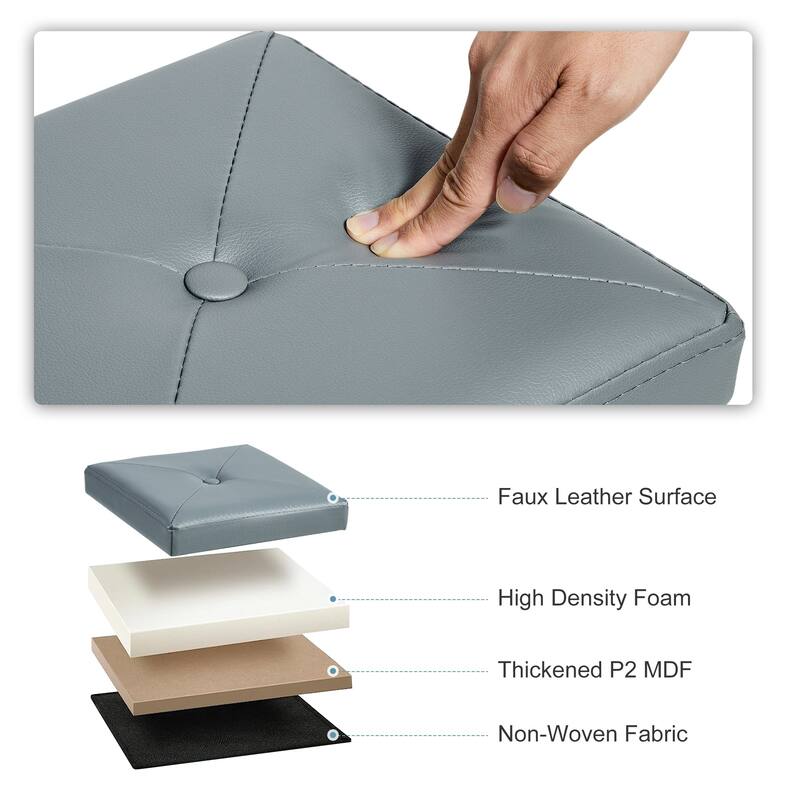 Folding Storage Ottoman, Foot Rest Stool Footstool, Leather Tufted Ottoman, Small Ottoman Cube for Living Room Bedroom Dorm