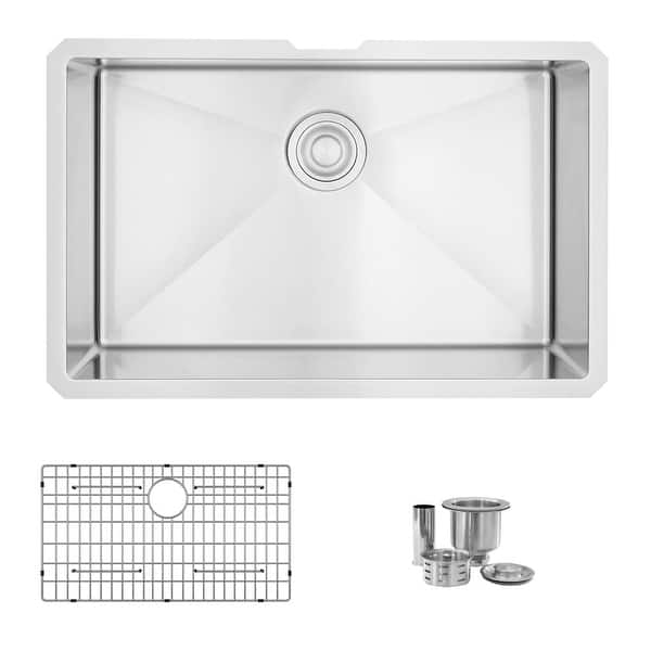 slide 2 of 13, STYLISH 28 inch Stainless Steel 16G Undermount Kitchen Sink - 28" x 18" x 10" Brushed Stainless Steel
