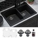 preview thumbnail 16 of 19, Karran Drop-In Quartz 33 in. 1-Hole 60/40 Double Bowl Kitchen Sink Kit