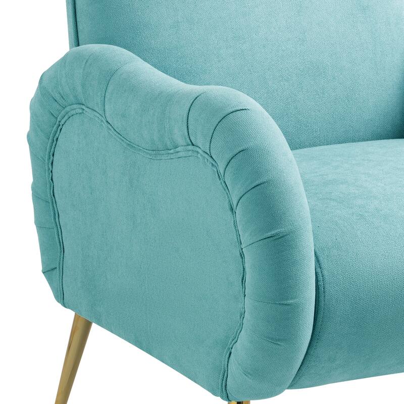 Fabric Armchair, Comfy Upholstered Single Sofa Chair with Metal Gold Legs, Modern Reading Chair for Living Room, Bedroom