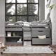 preview thumbnail 2 of 6, Gray Twin Size Solid Wood Loft Bed with Storage and Fence for Kids, Boys and Girls, Bedroom
