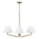 preview thumbnail 4 of 2, 34" W x 22.5" H 6-Light Angular Chandelier with Tapered White Fabric Shades - 34"W x 22.25"H