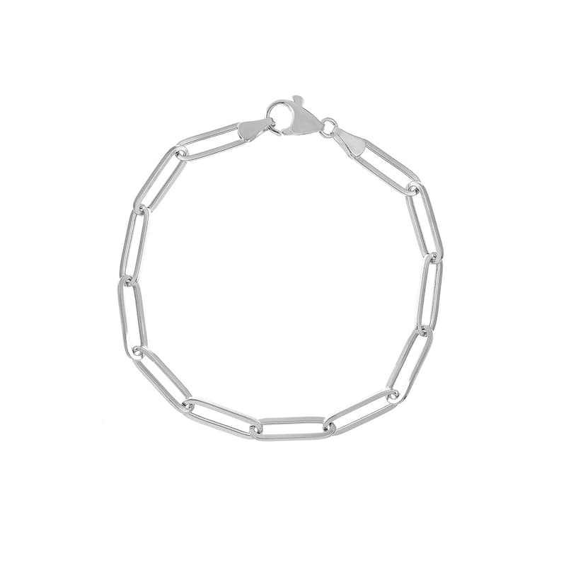 Curata 14k White, Yellow or Rose Gold 8" 5x17mm Links Paperclip Chain Bracelet for Women
