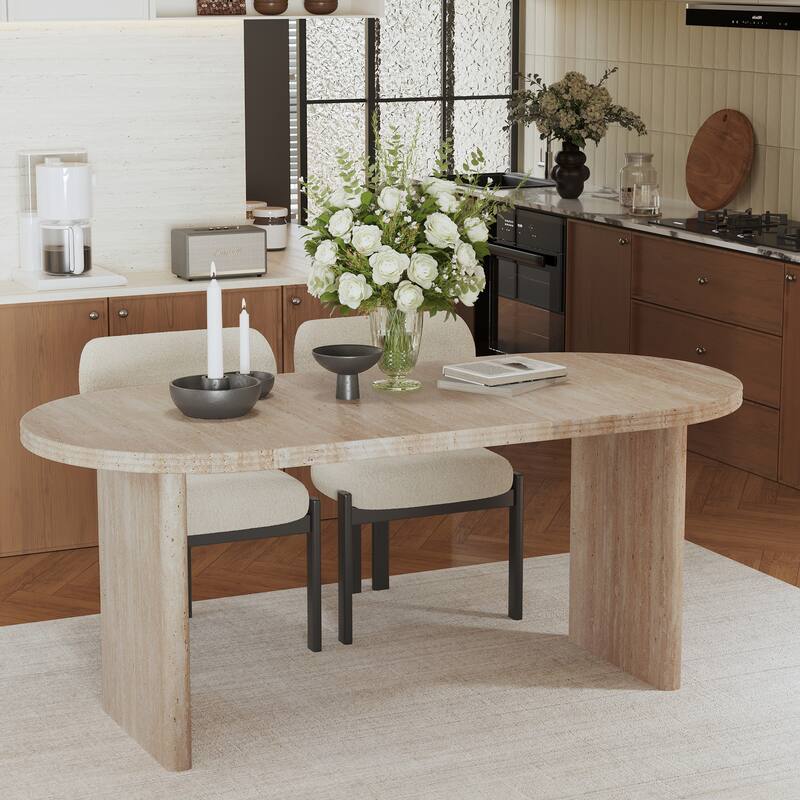 55.12"-70.87"Modern Extendable Dining Table with Removable Extension Leaves - Ancient White