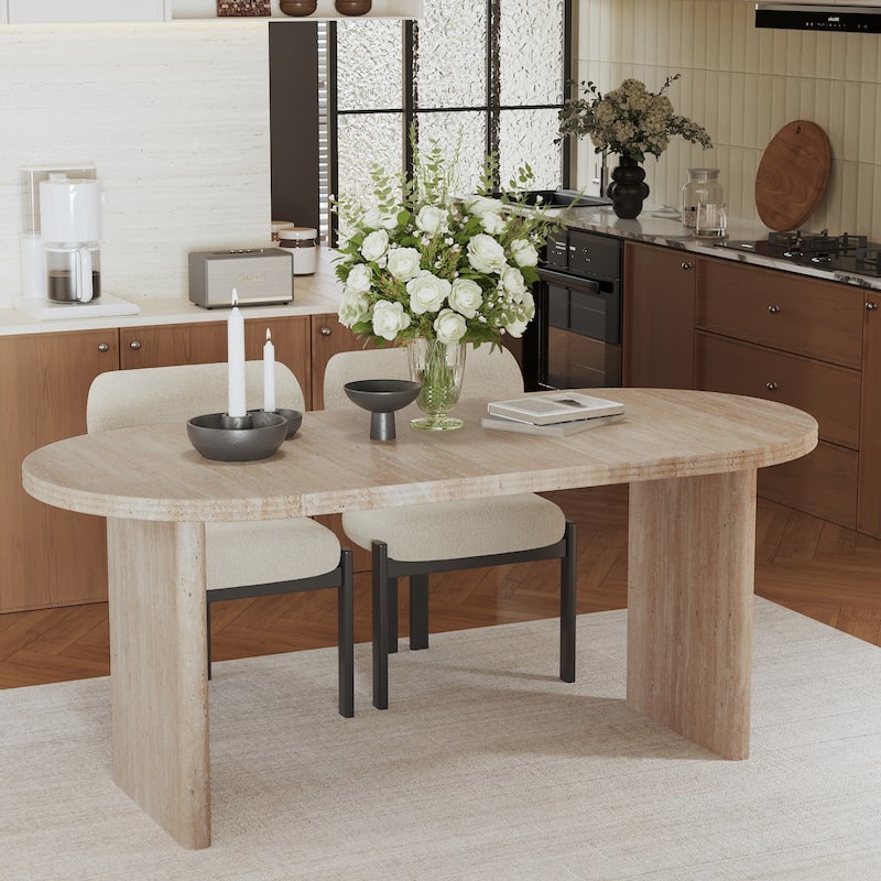 55.12" to 78.26" Modern Extendable Dining Table: Mid-Century Removable Leaf Design for Dining Room & Kitchen