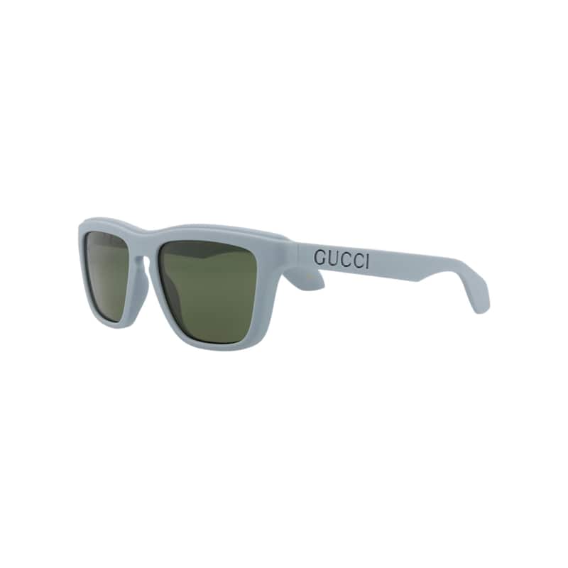 Gucci Square-Frame Injection Sunglasses, Bottle Green Lens, Matte Solid Dusty Light Blue Frame