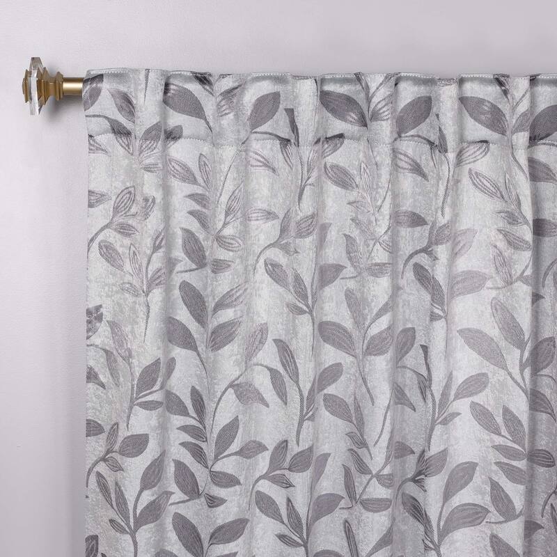 Superior Leaves Machine Washable Room Darkening Curtains with Back Tabs, Set of 2