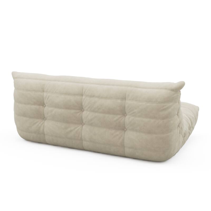 3 Seat Suede Fabric Lounge Floor Couch Lazy Sofa for Living Room