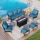 preview thumbnail 44 of 119, MAISON ARTS Outdoor Sofa Set 4/6-Piece Patio Conversation Set with 45'' Gas Fire Pit Table Set 6 - Peacock Blue